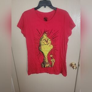 Dr. Suess The Grinch Graphic Short Sleeve Red Tee Womens 2xl